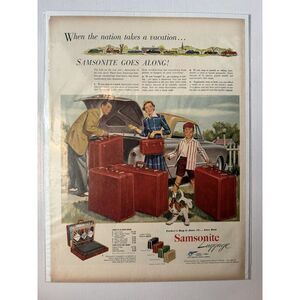 1952 Samsonite Luggage Ad Nation Takes a Vacation Samsontie goes Along